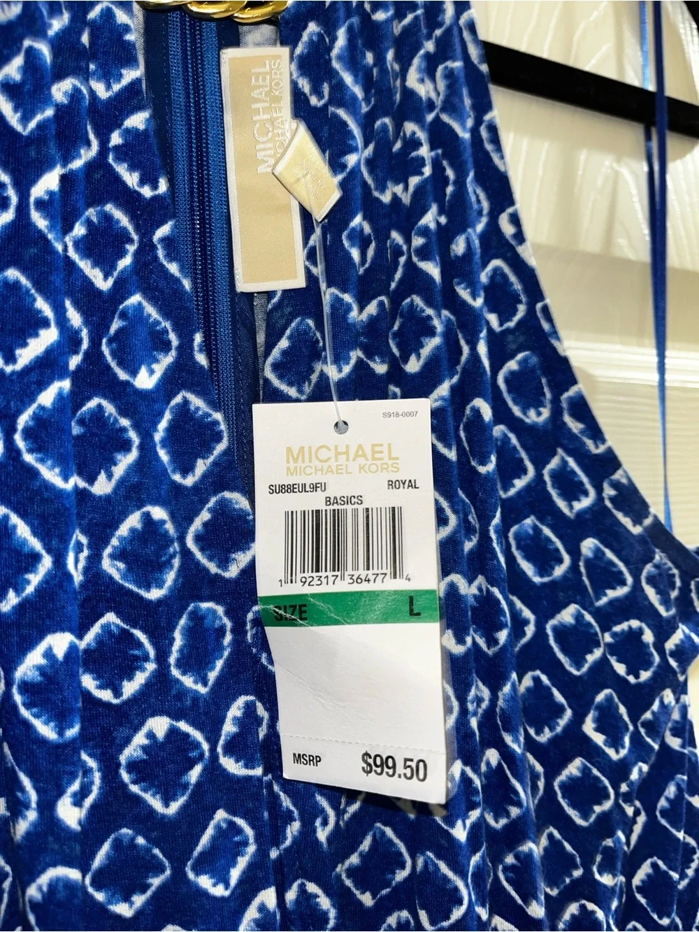 Michael Kohrs Blue Sleeveless Halter Dress with Gold Chain Detail